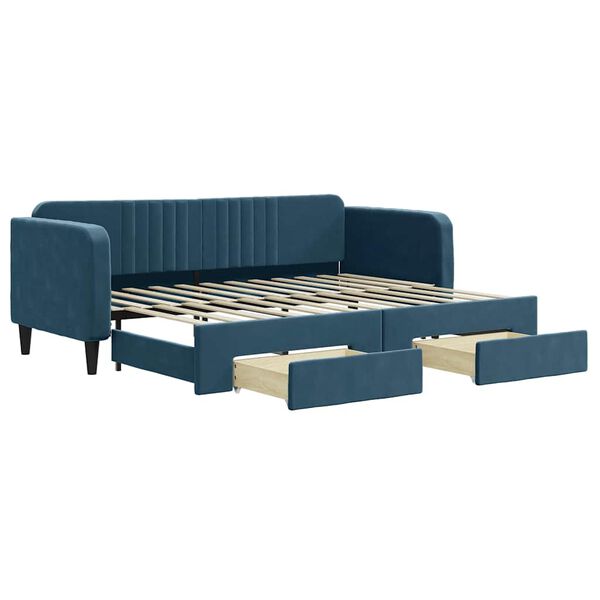 vidaXL Divano Letto Estraibile con Cassetti Blu 80x200 cm Velluto