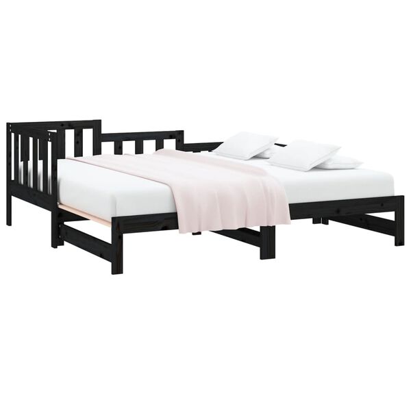vidaXL Dormeuse Estraibile Nera 2x(80x200) cm Legno Massello di Pino
