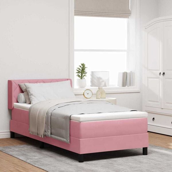 vidaXL Letto a molle con materasso Rosa 200 x 100 cm Poliestere