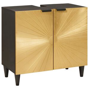 vidaXL Armadio sottolavello con lo scaffale Nero e Oro 62 x 33 x 58 cm