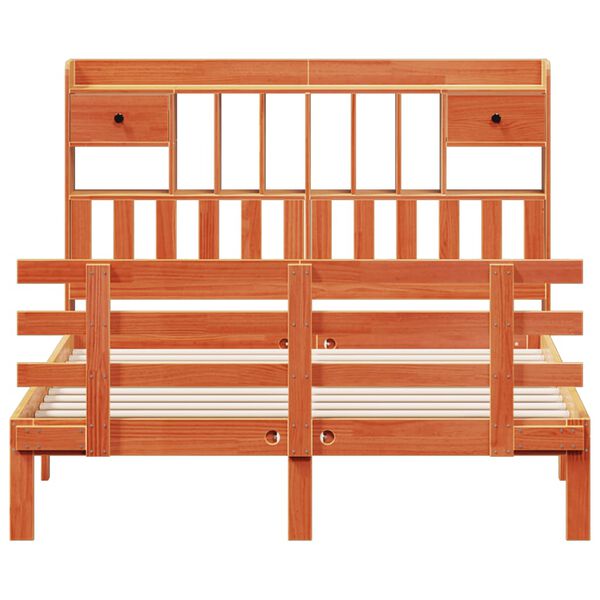 vidaXL Letto Libreria senza Materasso Marrone Cera 140x190 cm in Pino