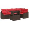 vidaXL Set Divano da Giardino 6 pz Marrone e Rosso polyrattan