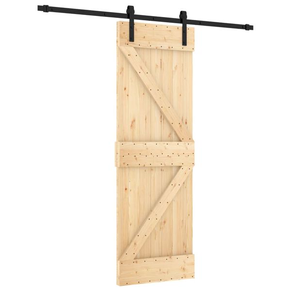 vidaXL Porta Scorrevole con Set Hardware 70x210 cm Legno Massello Pino