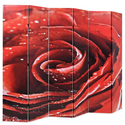 vidaXL Paravento Pieghevole 228x170 cm Stampa Rosa Rossa