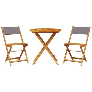 vidaXL Set da Bistrot 3pz Antracite in Tessuto e Legno Massello