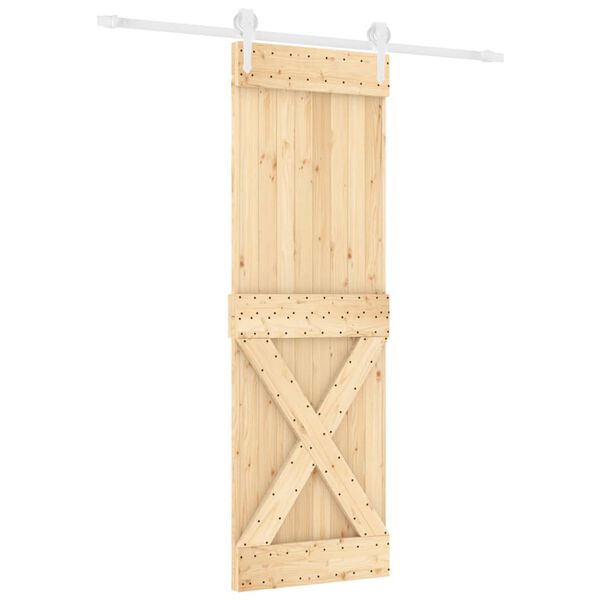 vidaXL Porta Scorrevole con Set Hardware 70x210 cm Legno Massello Pino