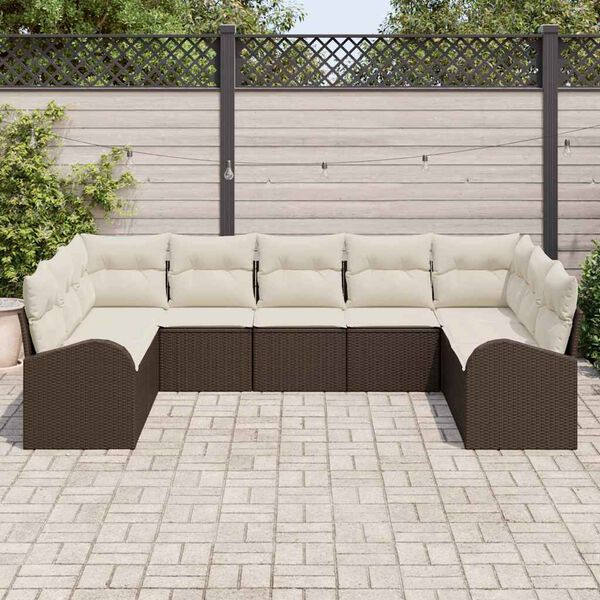 vidaXL Set di divani 9 pcs Marrone polyrattan