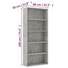 vidaXL Libreria 5 Ripiani Grigio Cemento 80x30x189cm Legno Multistrato