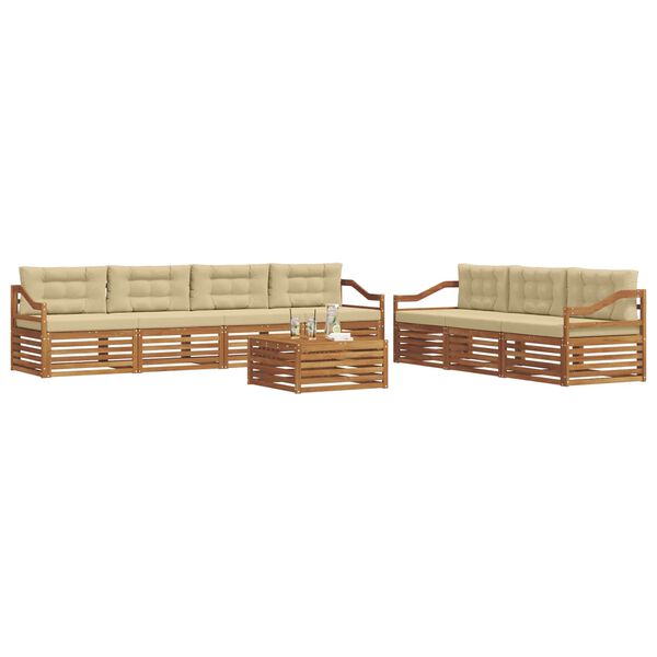 vidaXL Set di divani da esterno con cuscino 8 pcs Naturale e Beige