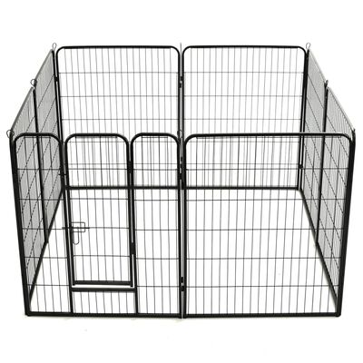 vidaXL Box per Cani con 8 Pannelli in Acciaio 80x100 cm Nero
