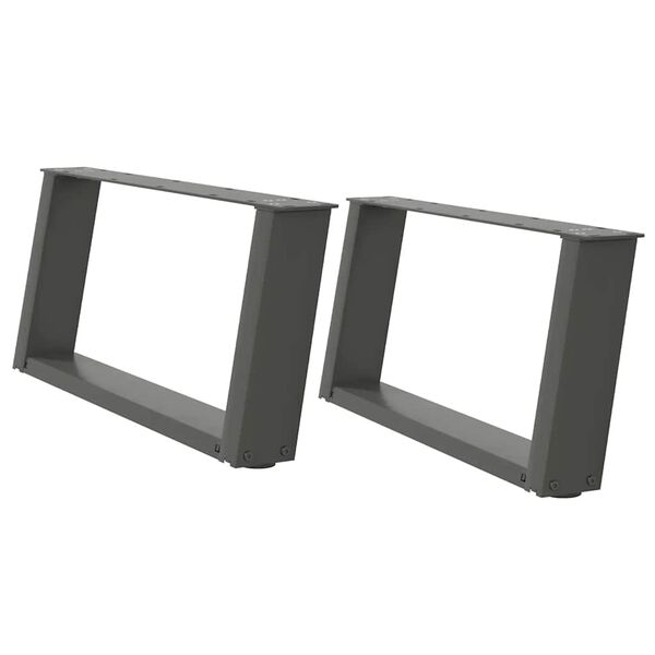 vidaXL Gambe per Tavolino da Caff&egrave; a Forma di U 2 pz Antracite 60x(30-31) cm Acciaio