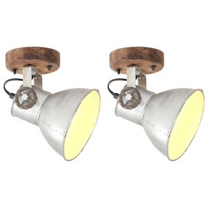 vidaXL Lampade da Parete/Soffitto 2 pz Industriale Argento 20x25cm E27
