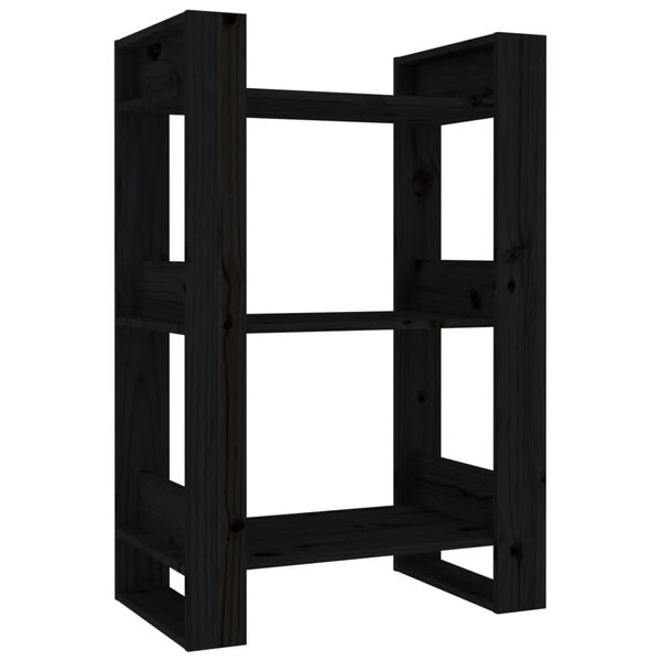 vidaXL Libreria/Divisorio Nero 60x35x91 cm in Legno Massello di Pino
