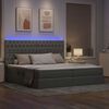 vidaXL Letto con contenitore e LED con led Grigio chiaro 200 x 200 cm