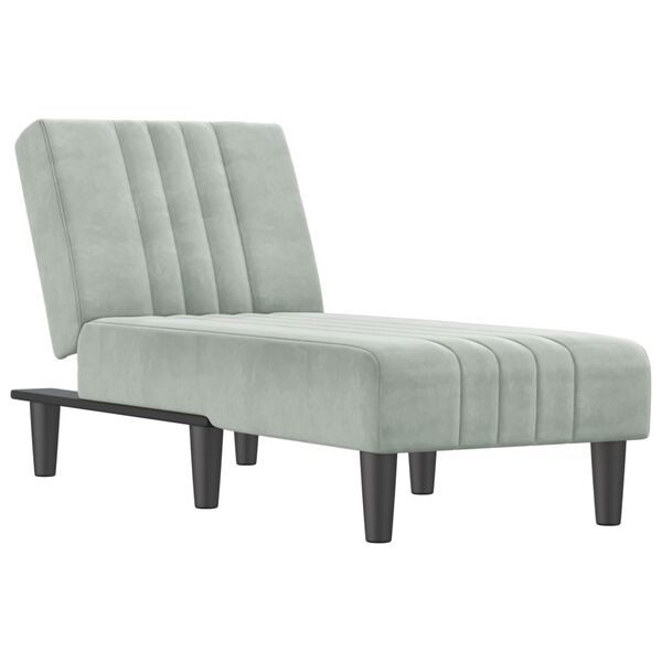 vidaXL Chaise Longue in Velluto Grigio Chiaro