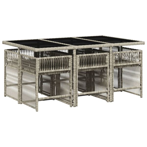 vidaXL Set da Pranzo da Giardino 7 pz Cuscini Polyrattan Grigio Chiaro