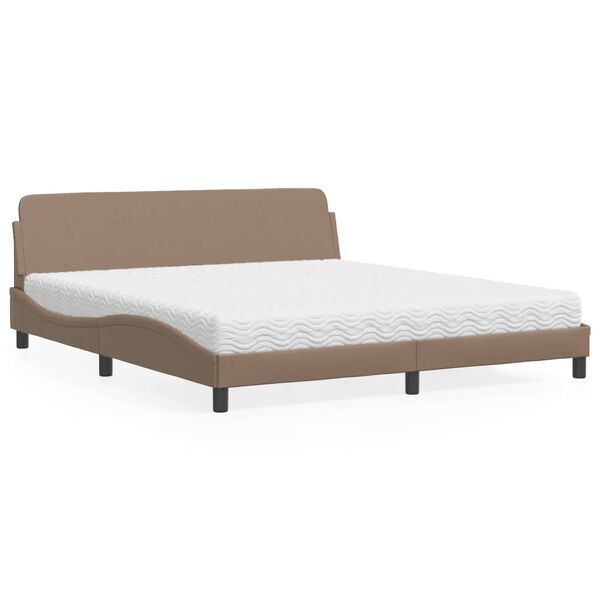 vidaXL Letto con Materasso Dover Cappuccino 180x200cm Similpelle