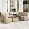 vidaXL Set Divano da Giardino 10 pz con Cuscini Beige in Polyrattan