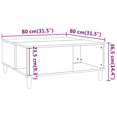 vidaXL Tavolino Salotto Bianco Lucido 80x80x36,5 cm Legno Multistrato