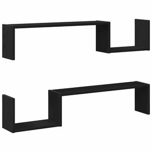 vidaXL Scaffale da parete 2 pcs Rovere Nero 100 x 15 x 20 cm