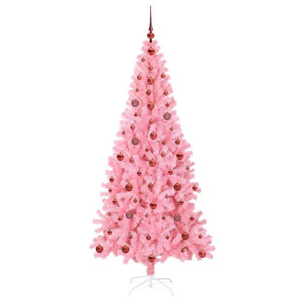 vidaXL Albero di Natale con 300 LED con supporto Rosa 210 cm PVC