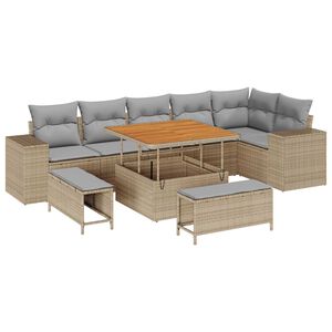 vidaXL Set Divano da Giardino 9 pcs Beige polyrattan
