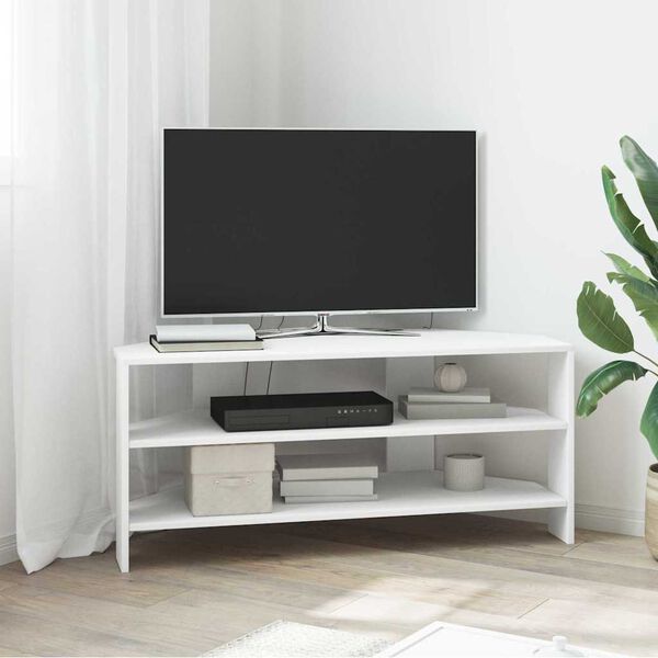 vidaXL MobileTVAngolare Bianco 102x40,5x45cm Legno multistrato