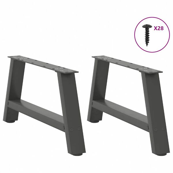 vidaXL Gambe per Tavolino da Caff&egrave; a Forma di A 2 pz Antracite 60x(30-31) cm Acciaio