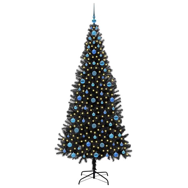 vidaXL Albero di Natale con 300 LED con supporto Nero 210 cm PVC
