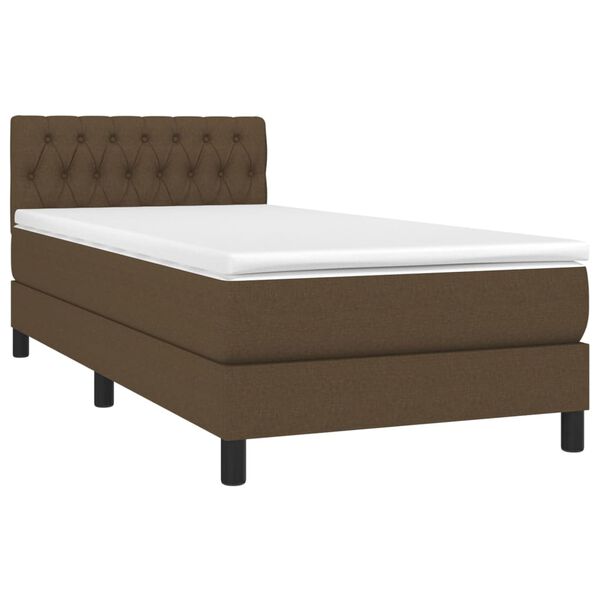 vidaXL Letto a Molle Materasso e LED Marrone Scuro 90x190cm in Tessuto
