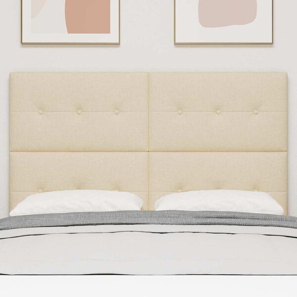 vidaXL Testiera LED con strisce LED con testiera Crema 160 cm Tessuto