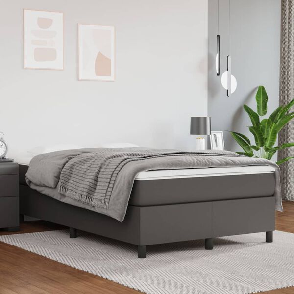 vidaXL Struttura Letto a Rete a Molle Grigio 120x200 cm in Similpelle