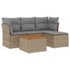 vidaXL Set Divano da Giardino 5 pz con Cuscini Beige Misto Polyrattan