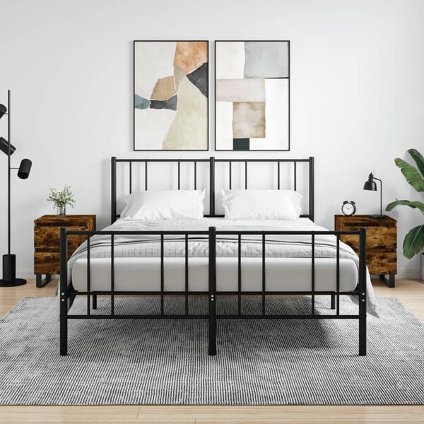 vidaXL Comodini 2pz Rovere Fumo 40x35x50 cm in Legno Multistrato