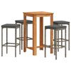 vidaXL Set Bar Giardino 5pz Grigio Legno Massello Acacia e Polyrattan