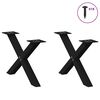vidaXL Gambe per Tavolino da Caff&egrave; a Forma di X 2 pz Nere 60x(30-31) cm Acciaio