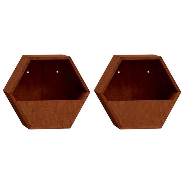 vidaXL Fioriere da Parete 2 pz Ruggine in Acciaio Corten 46x10x40 cm