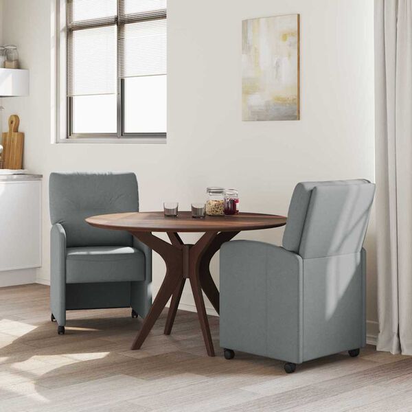 vidaXL Sedie da Pranzo con Ruote 2 pcs Grigio chiaro 57 x 67 x 95 cm