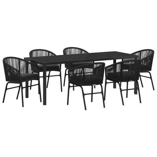 vidaXL Set da Pranzo per Giardino 7 pcs Nero