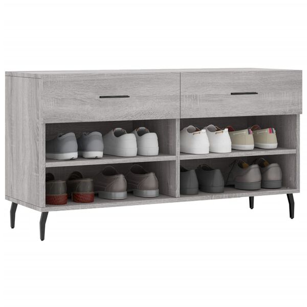 vidaXL Panca Porta Scarpe Grigio Sonoma 102x35x55 cm Legno Multistrato