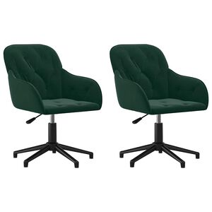 vidaXL Sedie da Pranzo Girevoli 2 pz Verde Scuro in Velluto