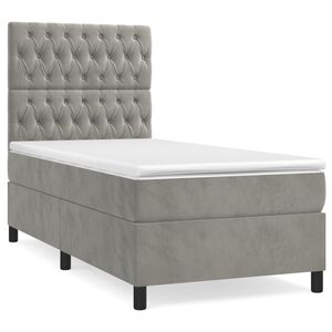 vidaXL Giroletto a Molle con Materasso Grigio Chiaro 80x200 cm Velluto