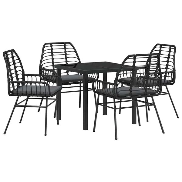 vidaXL Set da Pranzo per Giardino 5 pcs Nero polyrattan