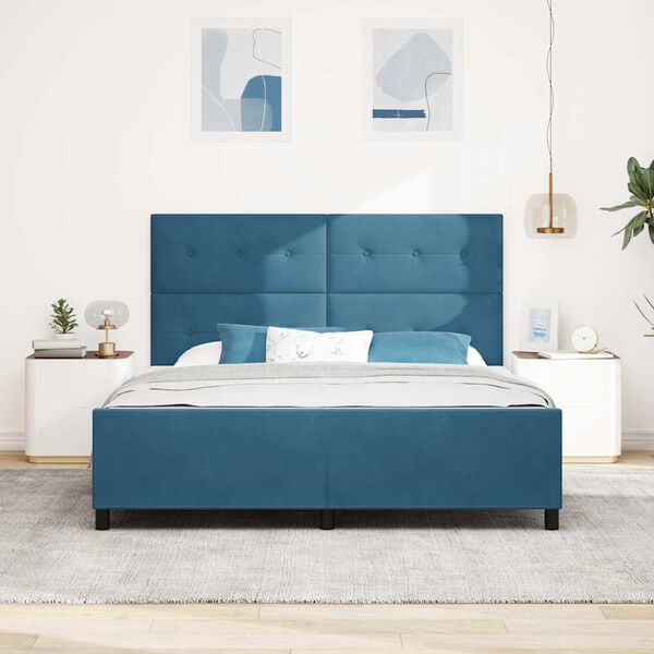 vidaXL Letto a molle con testiera Blu Scuro 180 x 200 cm Velluto