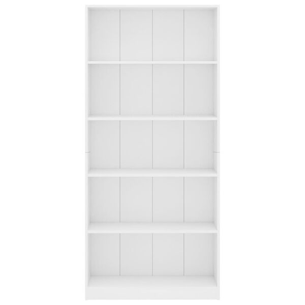 vidaXL Libreria a 5 Ripiani Bianca 80x24x175 cm in Legno Multistrato