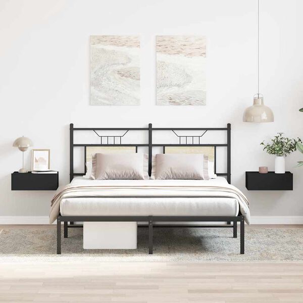 vidaXL Comodini Pensili 2pz Neri 40x30x15 cm in Legno Multistrato