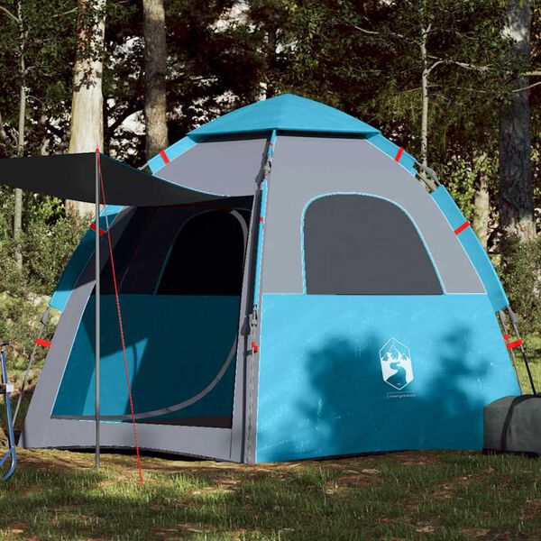 vidaXL Tenda da Campeggio Cabina 4 Persone Blu a Rilascio Rapido