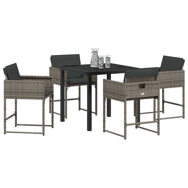 vidaXL Set da Pranzo per Giardino 5 pcs Grigio polyrattan