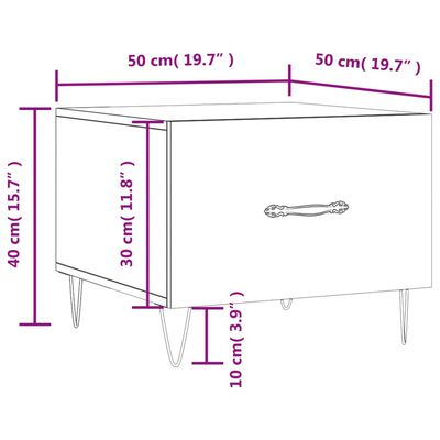 vidaXL Tavolino da Salotto Rovere Fumo 50x50x40 cm Legno Multistrato