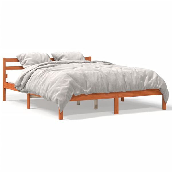 vidaXL Letto senza Materasso Marrone Cera 200x200 cm in Legno di Pino